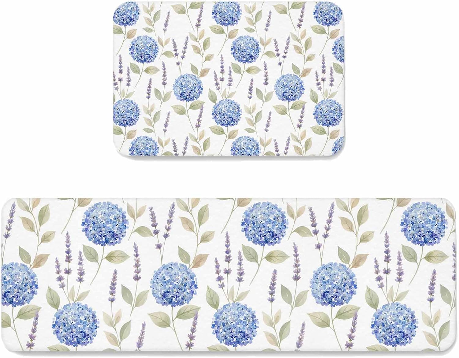 Prime Leader Ocean Summer Kitchen Mat Set 2 Pieces Starfish Arrangement Coastal Cyan Non Slip Kitchen Rugs Washable Runner Rug Mats for Sink Laundry (23.6" x 35.4"+23.6" x 70.9")