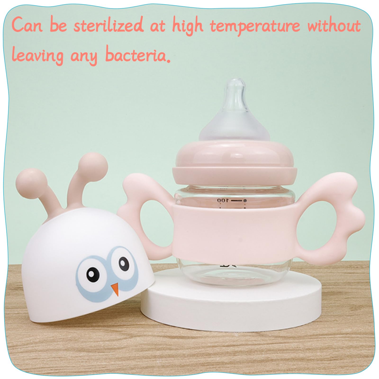 4 Pezzi Manico per Biberon Silicone, Manici per Biberon a Collo Largo, Facile Installazione Bambini Manici per Bottiglie per Bambini con Design a Presa per Silicone Oltre 6cm Diametro Esterno