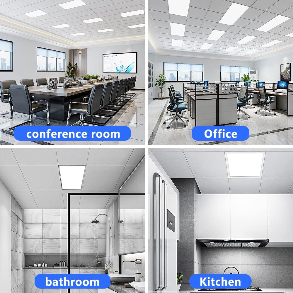 6PCS2x4 LED Flat Panel,5000K Daylight White, 7800 Lumens, 0-10V Dimmable, 110-277v 2x4 LED Drop Ceiling Light Fixture,ETL Listed Troffer Panel Light