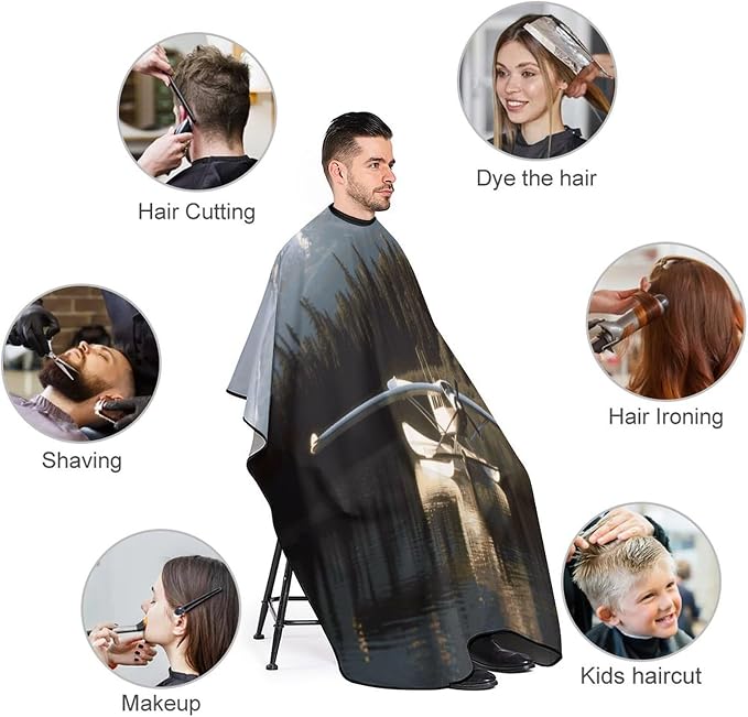 Capa de corte de cabello impermeable ajustable para hombre y mujer miniatura 3