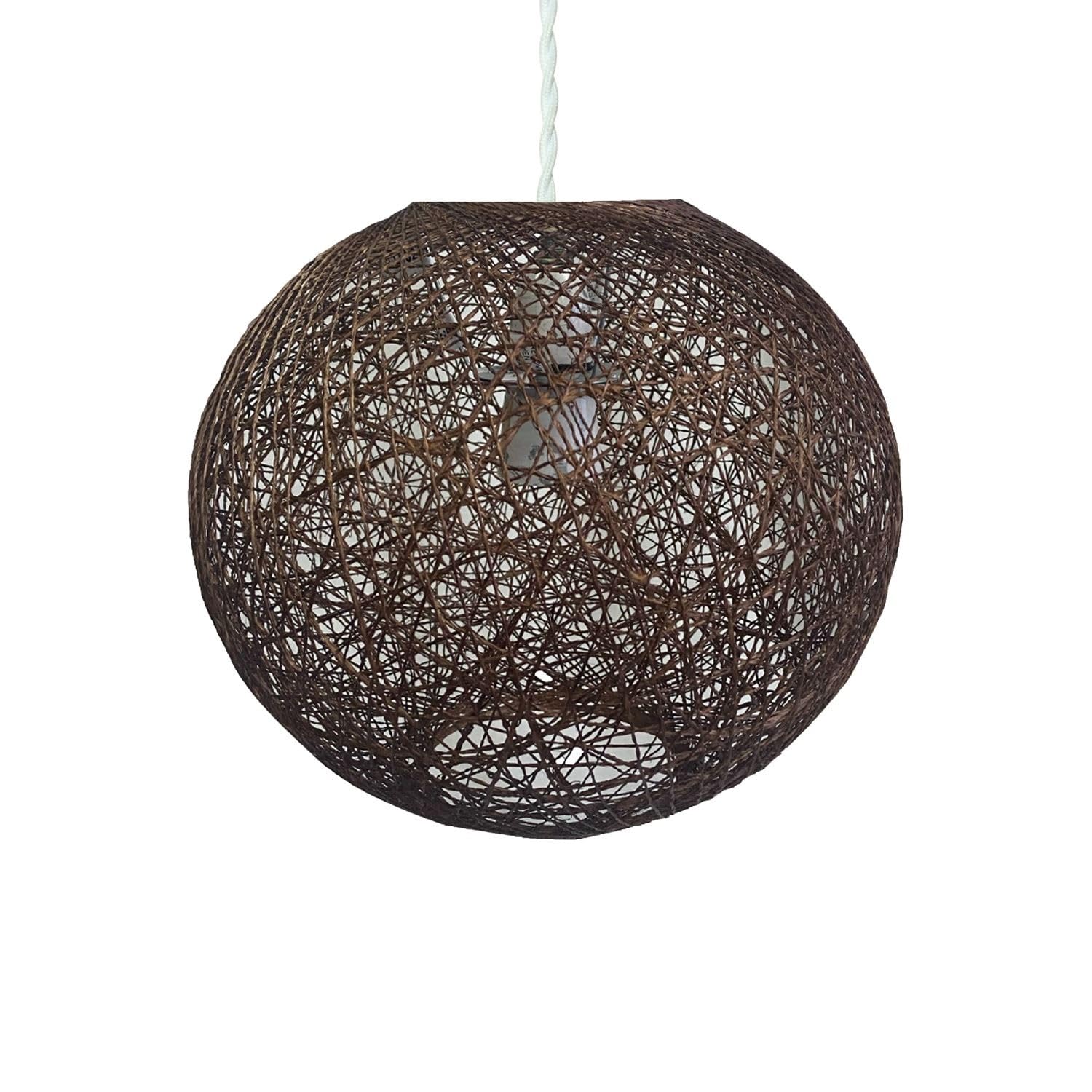 firstchoicelighting Natural Abaca Globe Ceiling Light Shade, Brown Rattan Wicker Pendant Shade, Diameter 25cm