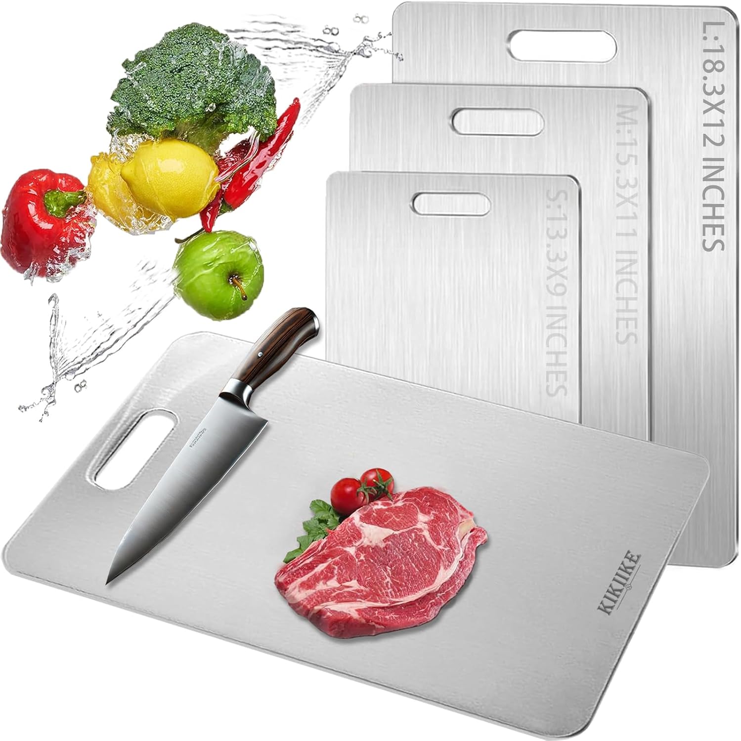 Titanium Cutting Board 18 x 12 in – double-sided, food-grade