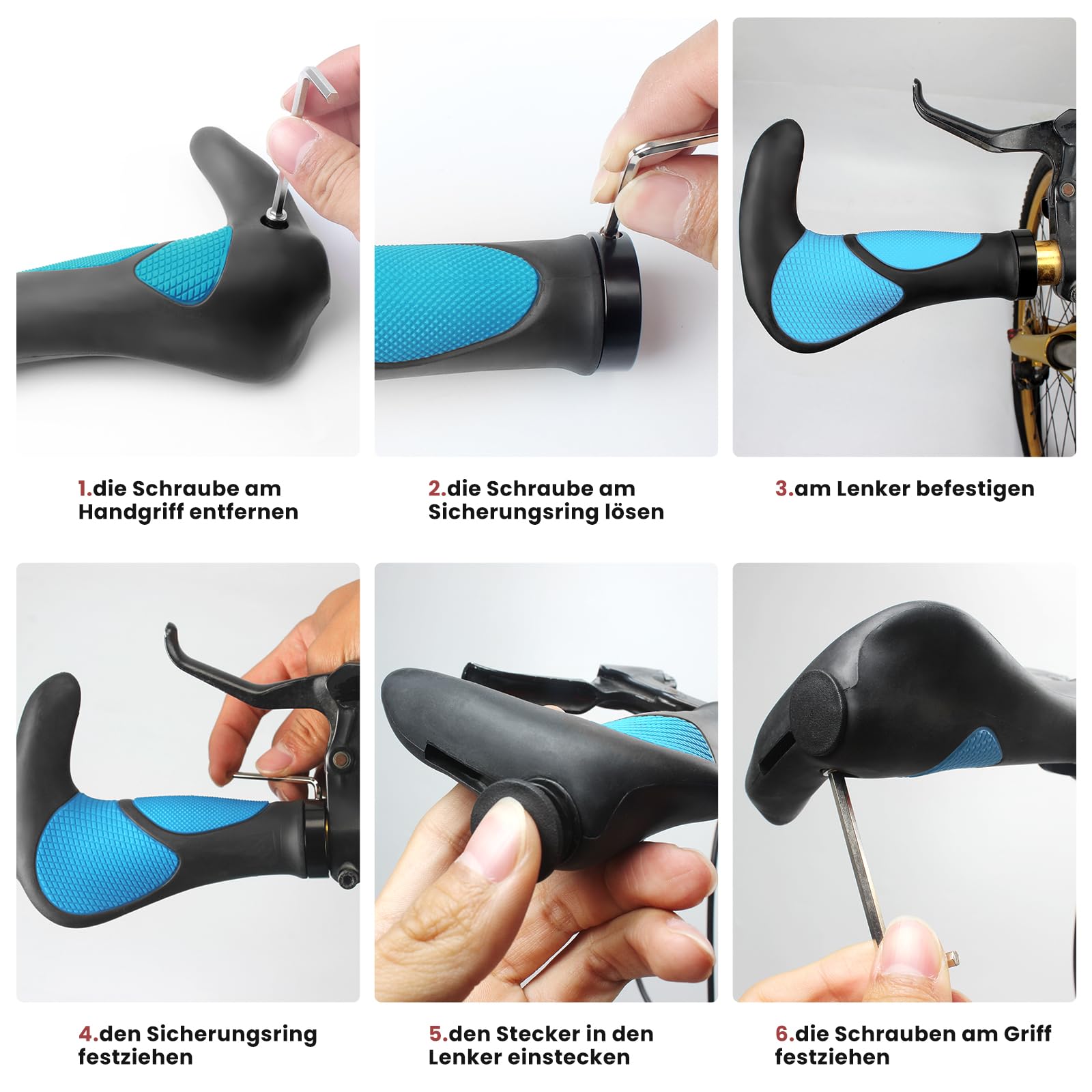 GZERMA Fahrradgriffe Ergonomisch MTB Griffe mit Zwei Seiten Lock-On Design Horn Lenkergriffe 22 mm Fahrrad Griffe für E-Bike Trekkingrad Mountainbike Tourenrad Rennrad Sport & Freizeit