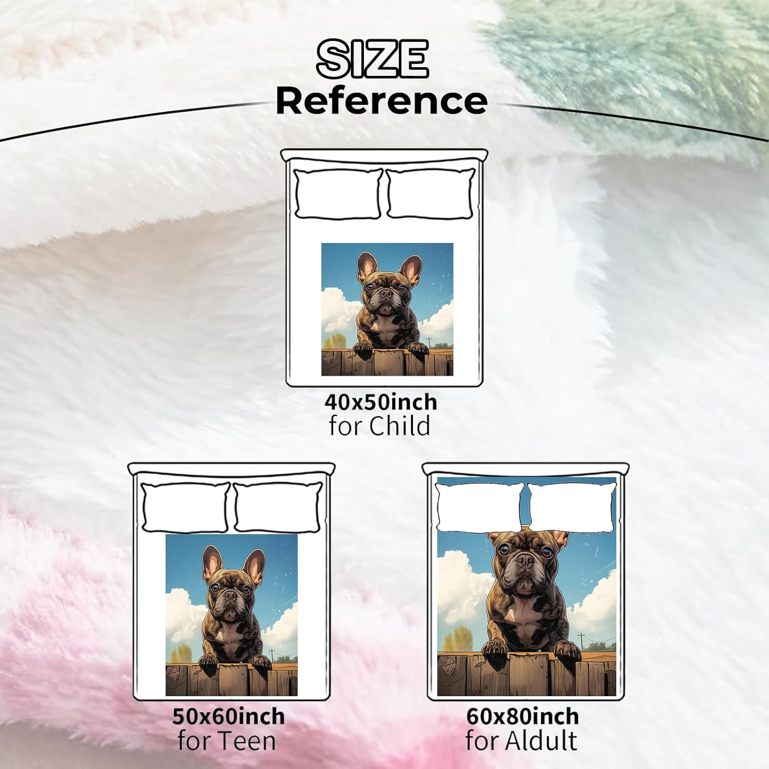 Over-The-Fence French Bulldog Blanket Cute Soft & Cozy Flannel Fleece Throw Blankets - Lightweight, Warm, Plush - Perfect for Couch, Bed, Travel, or Outdoor Use 60x50 inch - Image 4