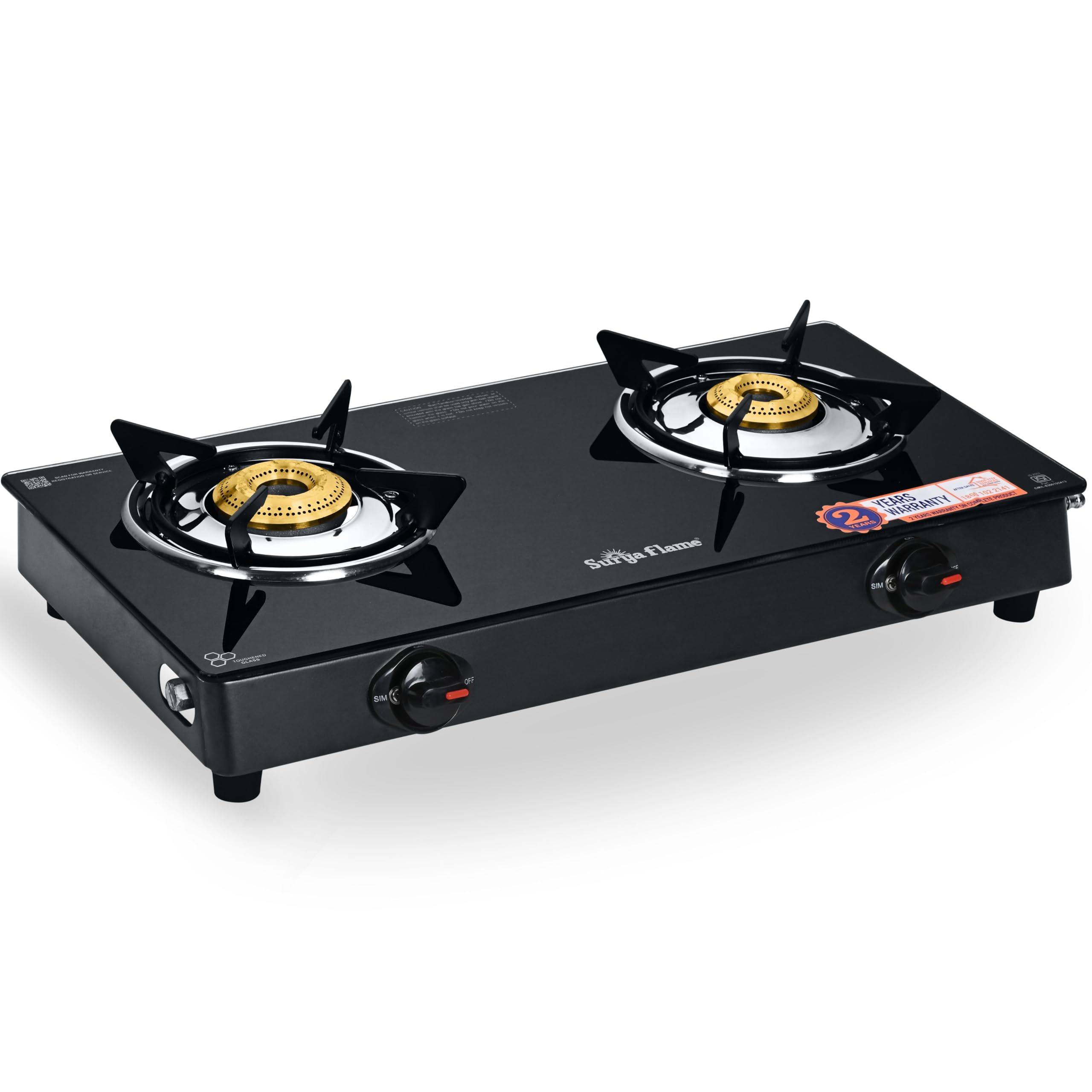 Surya Flame 2-Burner LPG Stove with Glass Top, Brass Burners, SPLENDOR Manual Ignition, Toughened Glass, 2 Years Warranty & Doorstep Service across India-image-33