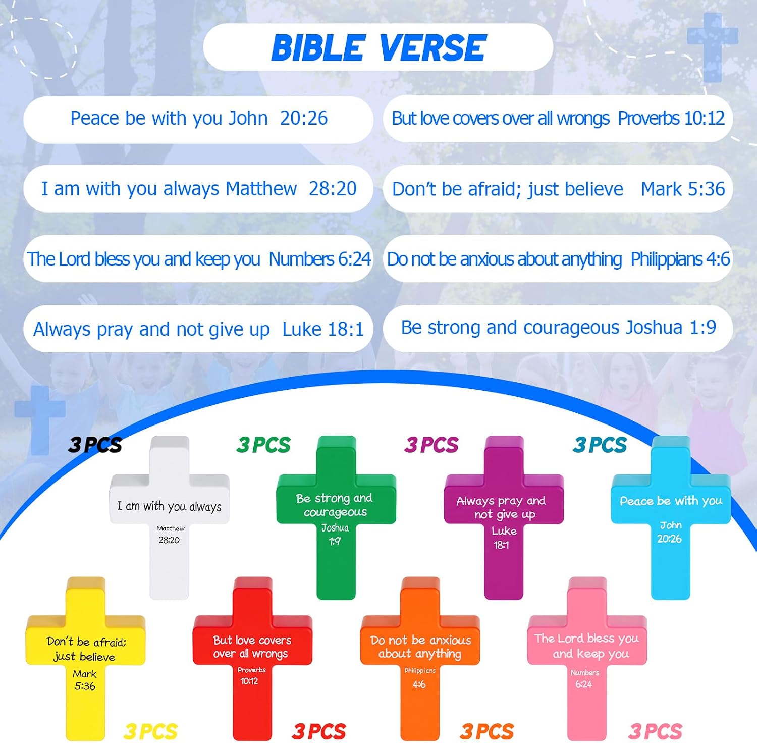 Shappy 24 Pcs Cross Fidget Toys Stress Relief, Bright Color, Bible Verse image 4