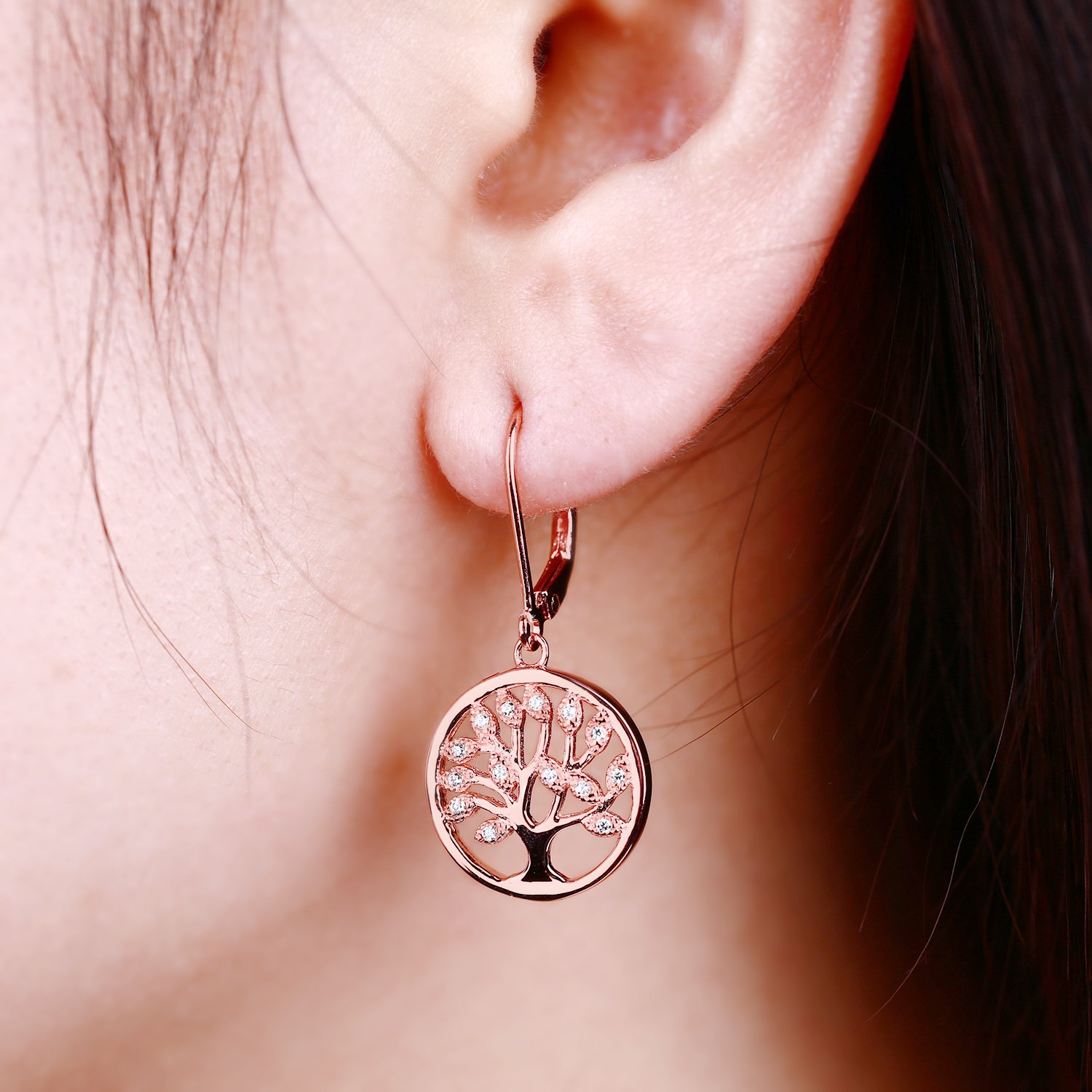JO WISDOM Ohrringe Lebensbaum Ohrhänger Baum Des Lebens Yggdrasil Familie mit Zirkonia Geburtsstein Schmuck für Damen