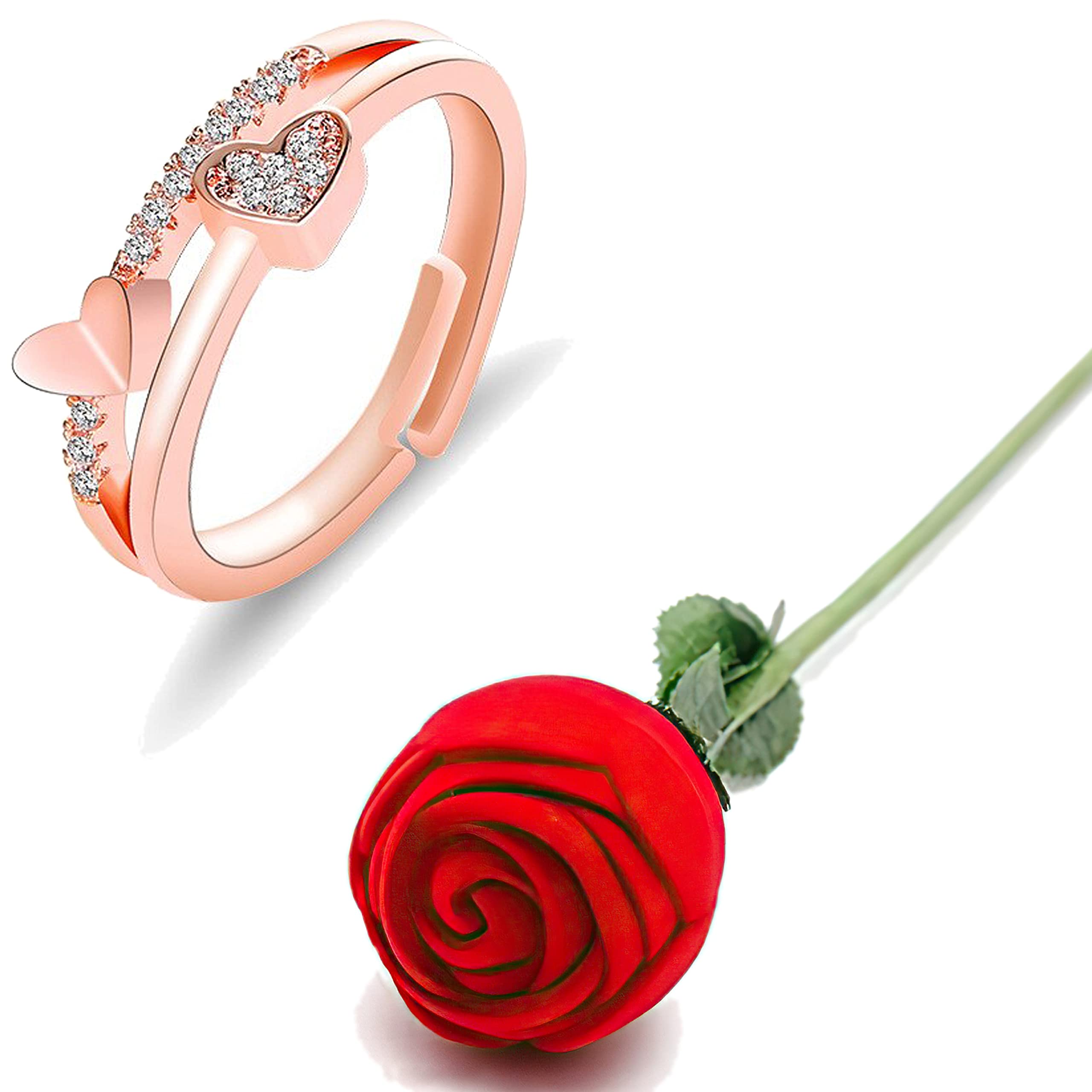 Fashion Frill Valentine Gift For Girlfriend Rose Gold Heart Ring For Women Red Rose Ring For Women Girls Love Gifts Ring Box Gift For Wife Girlfriend (B0BS6V9Z8C) Amazon Price History, Amazon Price Tracker