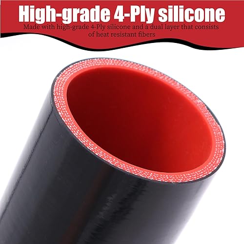 Miniatura 7 de Acoplador de manguera de silicona recto de 2 pulgadas, reforzado con 4 capas de alta temperatura con abrazadera de perno en T de acero inoxidable