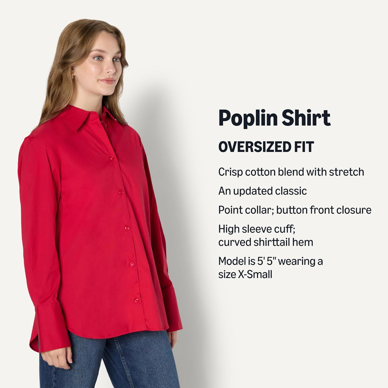 Amazon Essentials (Demi's Pick Women's Oversized-Fit Cotton Stretch Poplin Button-Down Dress Shirt - Image 4