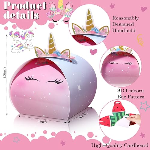 Miniatura 3 de TaoBary Caja de dulces de unicornio de 36 piezas para niños y niñas, suministros de fiesta de cumpleaños, baby shower, arco iris, recuerdos de
