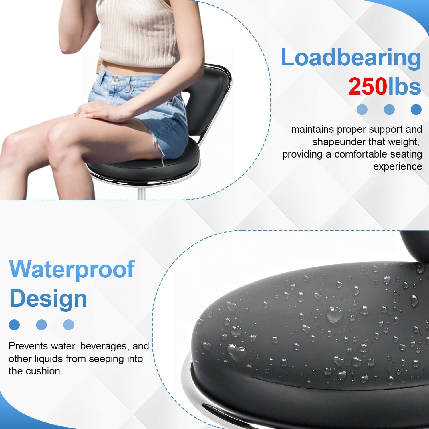 PayLessHere Adjustable Hydraulic Rolling Stool with Backrest, Swivel Salon Chair for Spa, Tattoo, Facial, Lash, Massage, Estheticians and Technicians (Black)