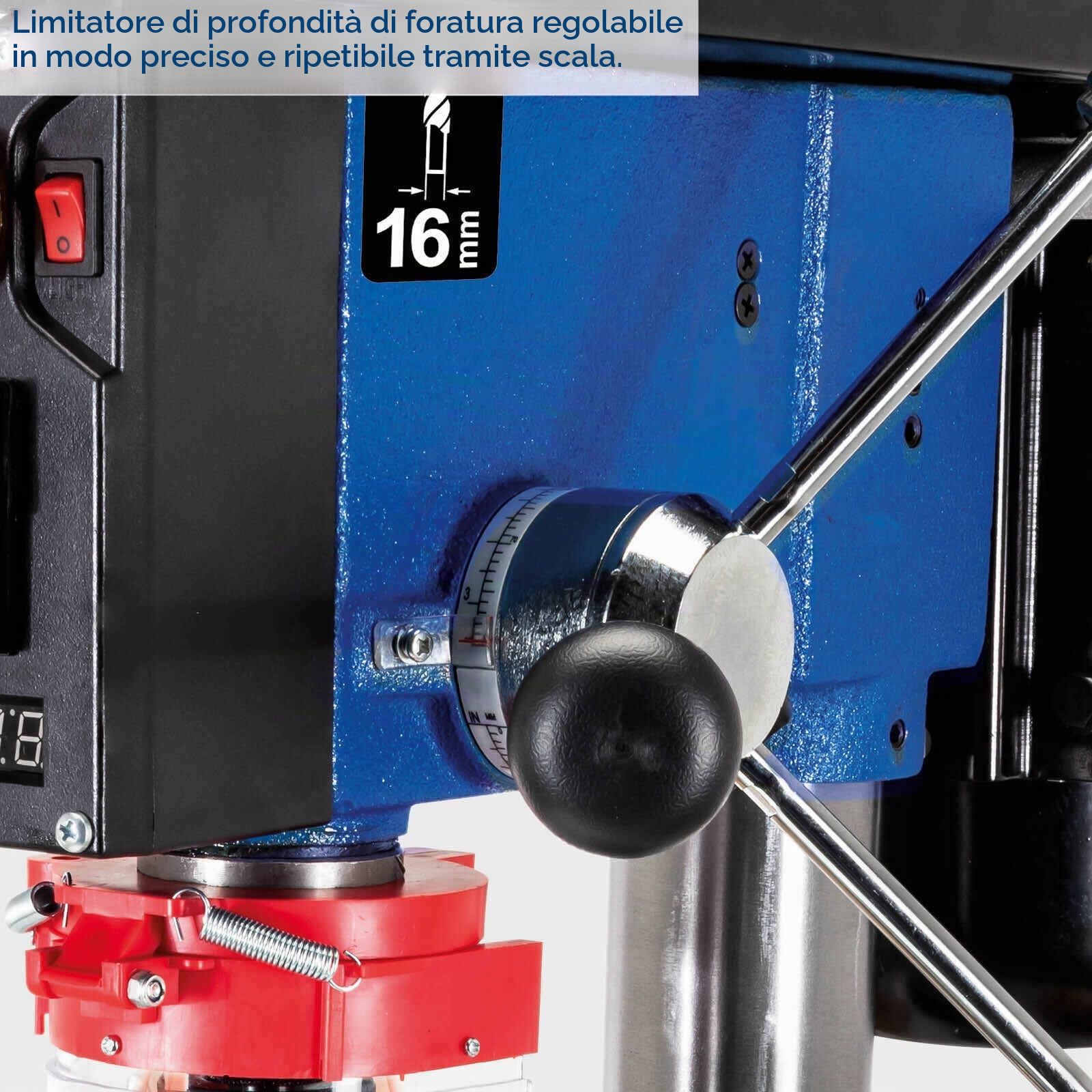Scheppach 5906807901 trapano/trapano da banco dp18vario, posizione laser e LED, velocità regolabile, per legno, metallo e plastiche, regolazione della velocità da 440 a 2580 giri/min, 550 W, W, 230 V