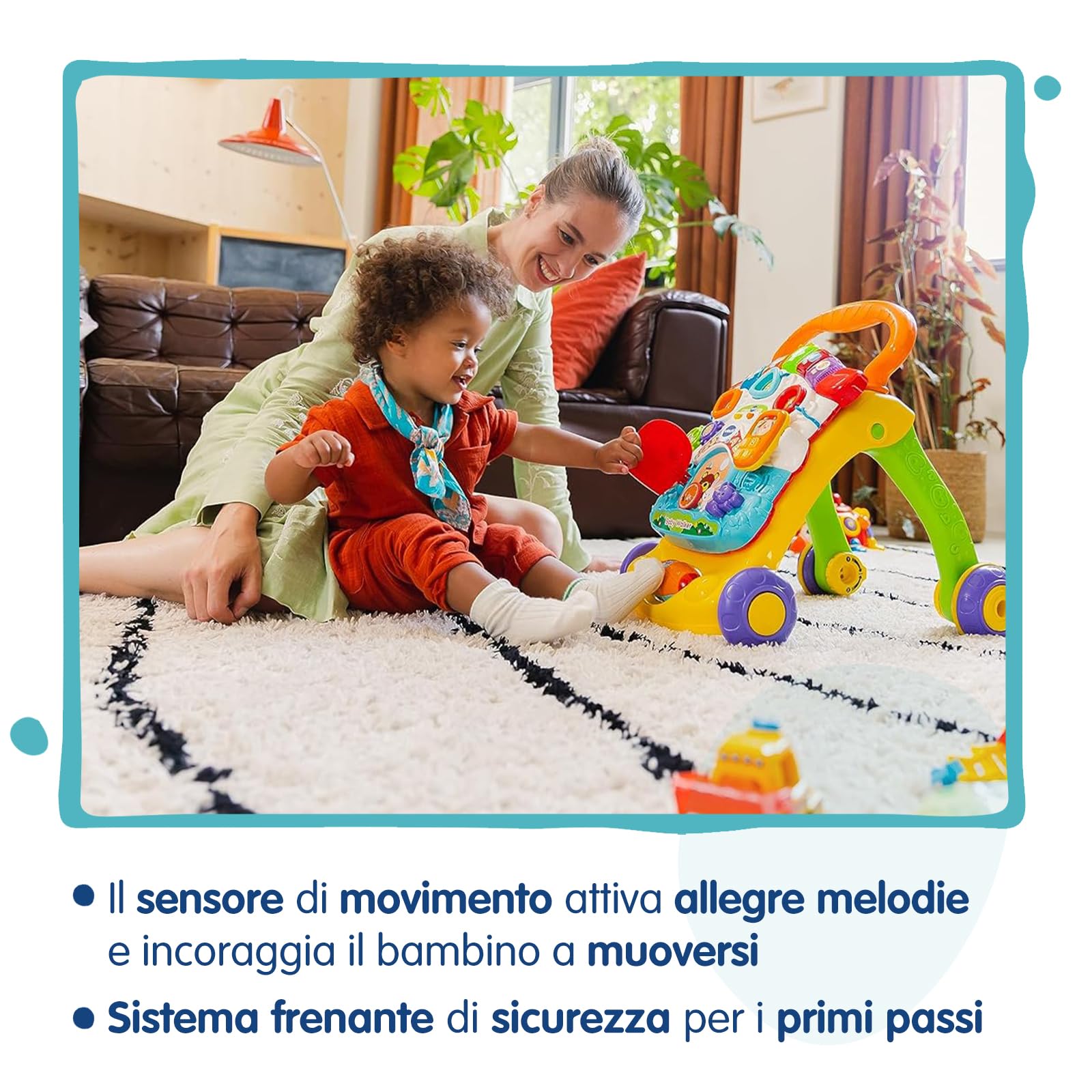 VTech Super Primi Passi Parlante 2 in 1 - Arancione, Primi Passi per Bambini con Sensore di Movimento e Sistema Frenante, Maniglia, Gioco Bambino con Animali e Numeri, Batterie Incluse, 9-36 Mesi