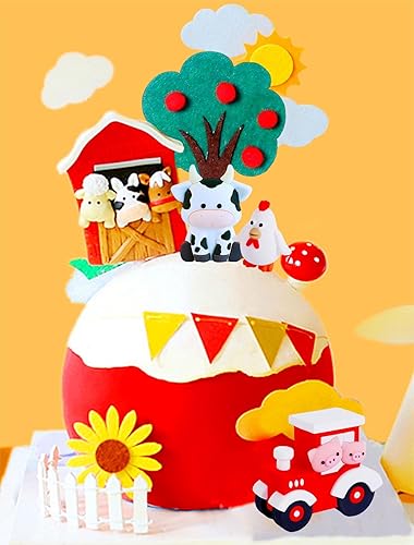 Miniatura 2 de JeVenis Decoración de pastel de animales de granja roja, decoración de pastel de oveja, decoración de cumpleaños de animales de granja, decoración