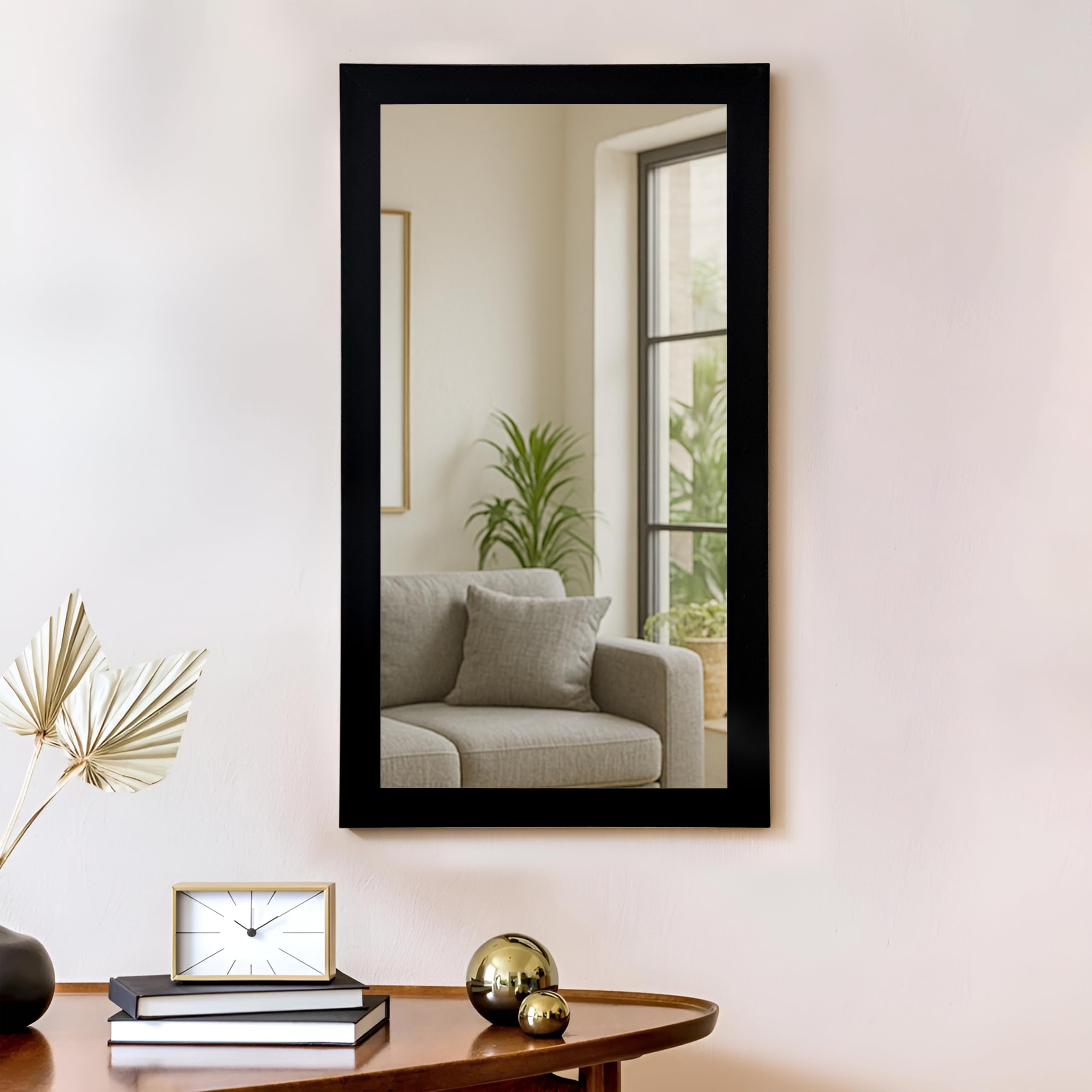 Art Street Bathroom Wall Mirror, Black Wall Mount Rectangular Makeup Mirror, Decorative Looking Glass with Frame for Home, Bathroom & Living Room (Size: Inner: 12x24 in, Outer: 15x27 Inch)-image-34