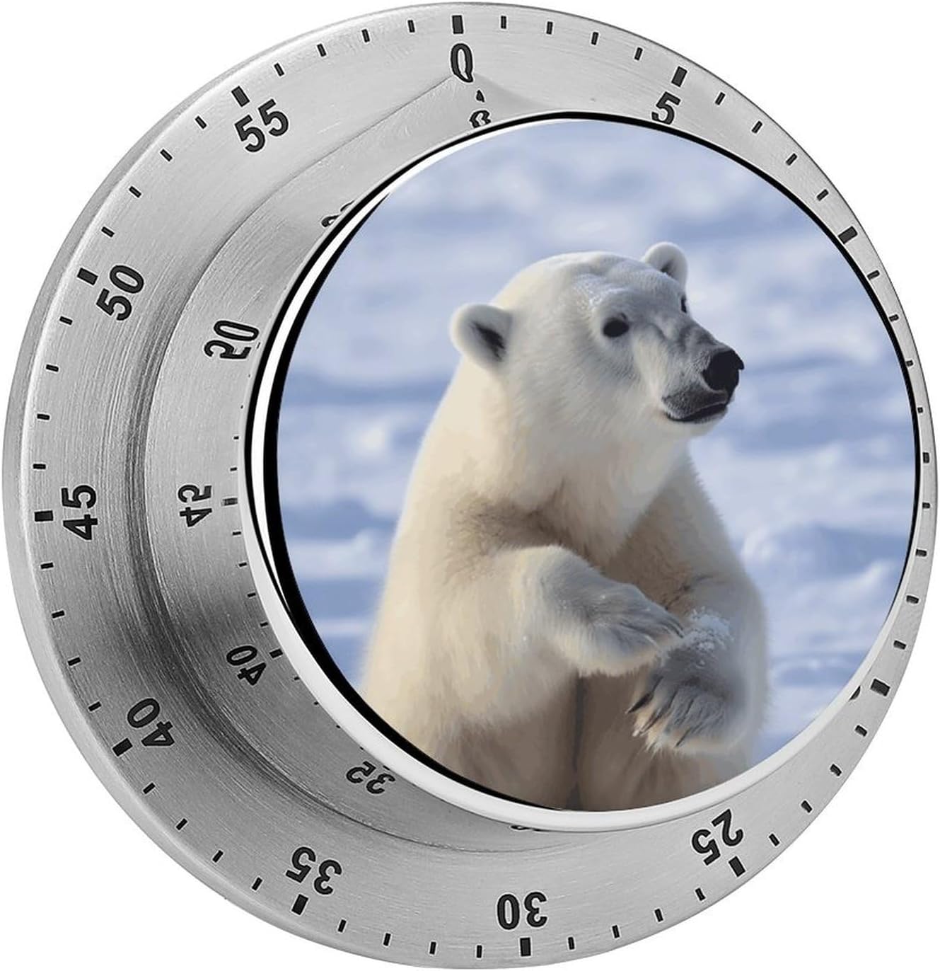 Polar Bear Timers Exquisite Stainless Steel Mechanical Kitchen Timer with Loud Alarm Magnetic Manual Countdown Timer Wind Up Cooking Timer Clock for Home Study Cooking