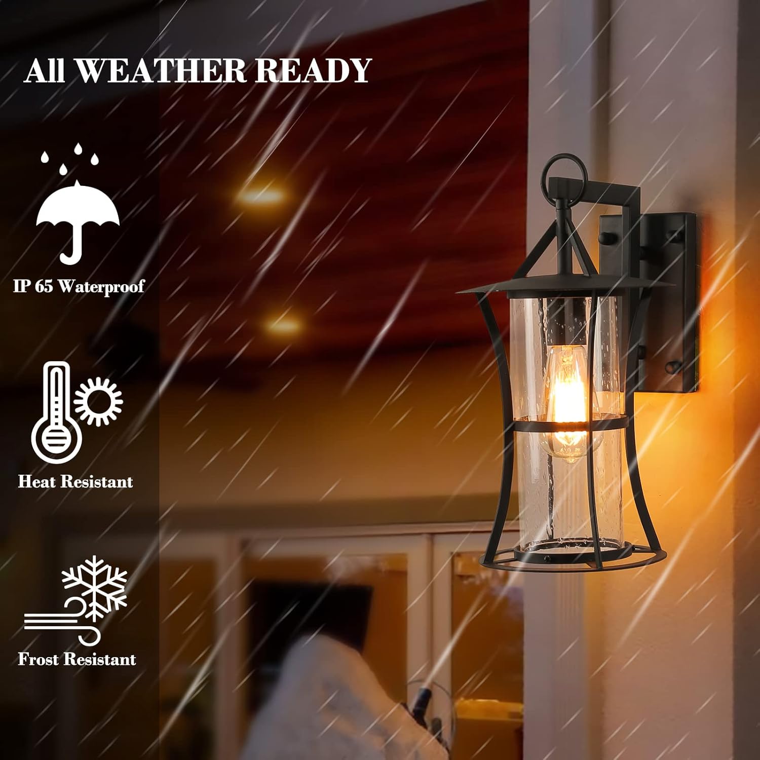 Flаѕh Dеаlѕ - 50% оƒƒ Tewei Outdoor Wall Light Fixtures Wall Mount Porch Light with E26 Base Socket IP65 Waterproof Clear Seed Glass Exterior Sconces Lantern lamp for Porch Patio Garage 2 Pack (Matte Black)