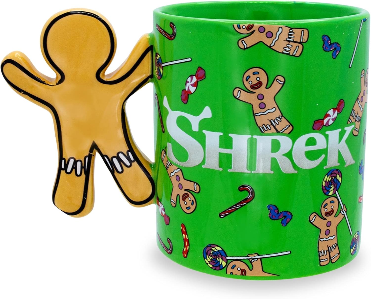 Shrek Gingerbread Man Avast Ye Cookie Ceramic Mug With Sculpted Handle | BPA-Free Coffee Cup For Espresso, Caffeine, Cocoa