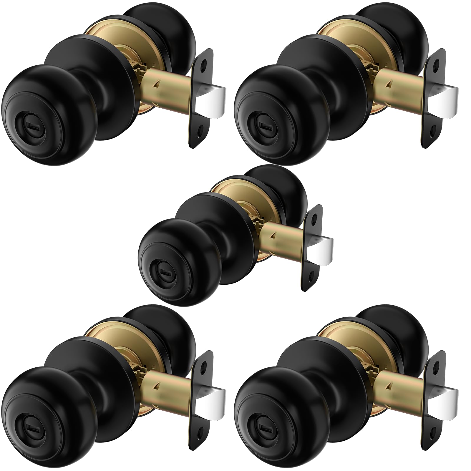 Matte Black Privacy Door Knobs - 10 Pack -8