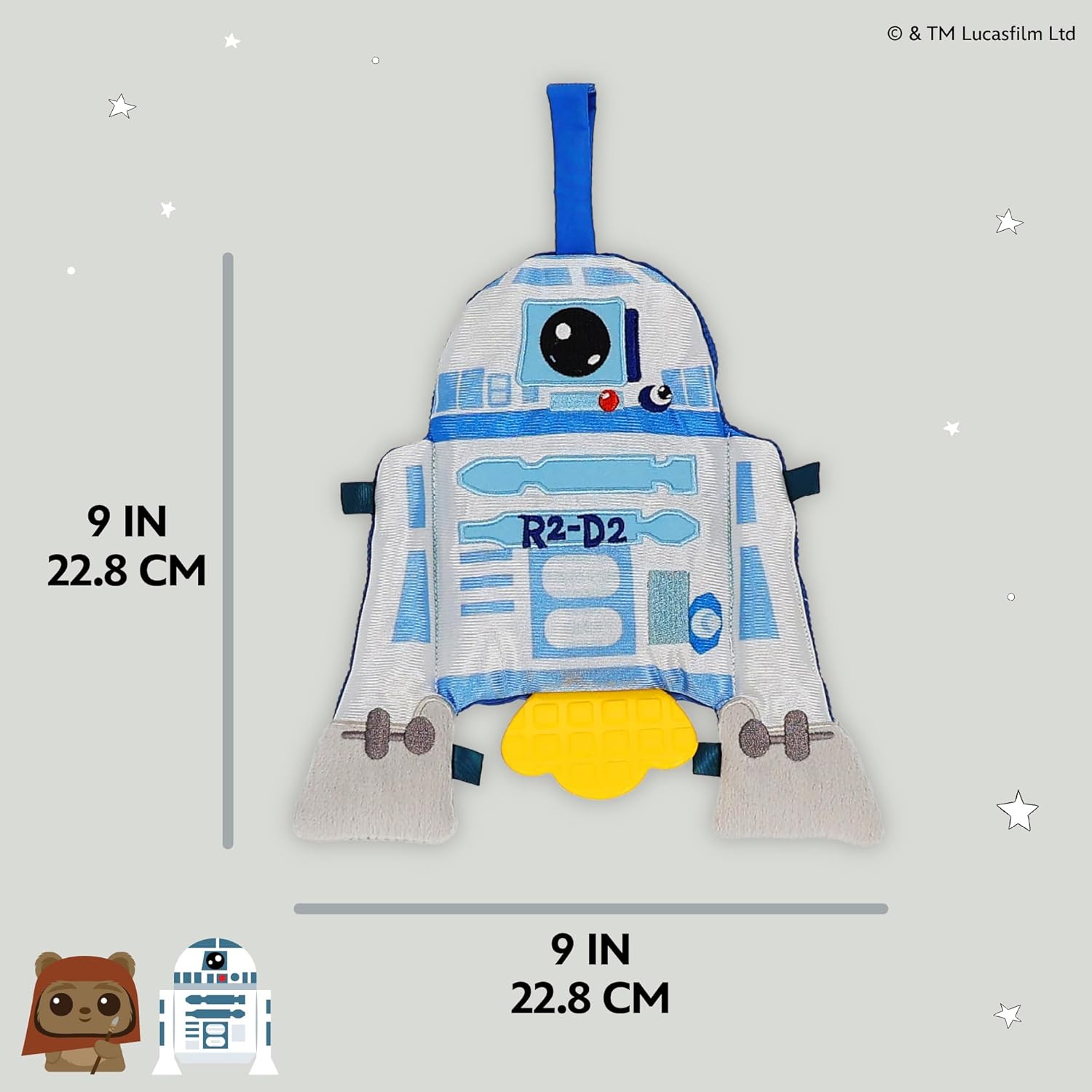 Kids Preferred Star Wars R2-D2 On The Go Sensory Toy – with Teether, Crinkle Sounds, Tactile Ribbons, On The Go Strap, for Ages 0 yrs+