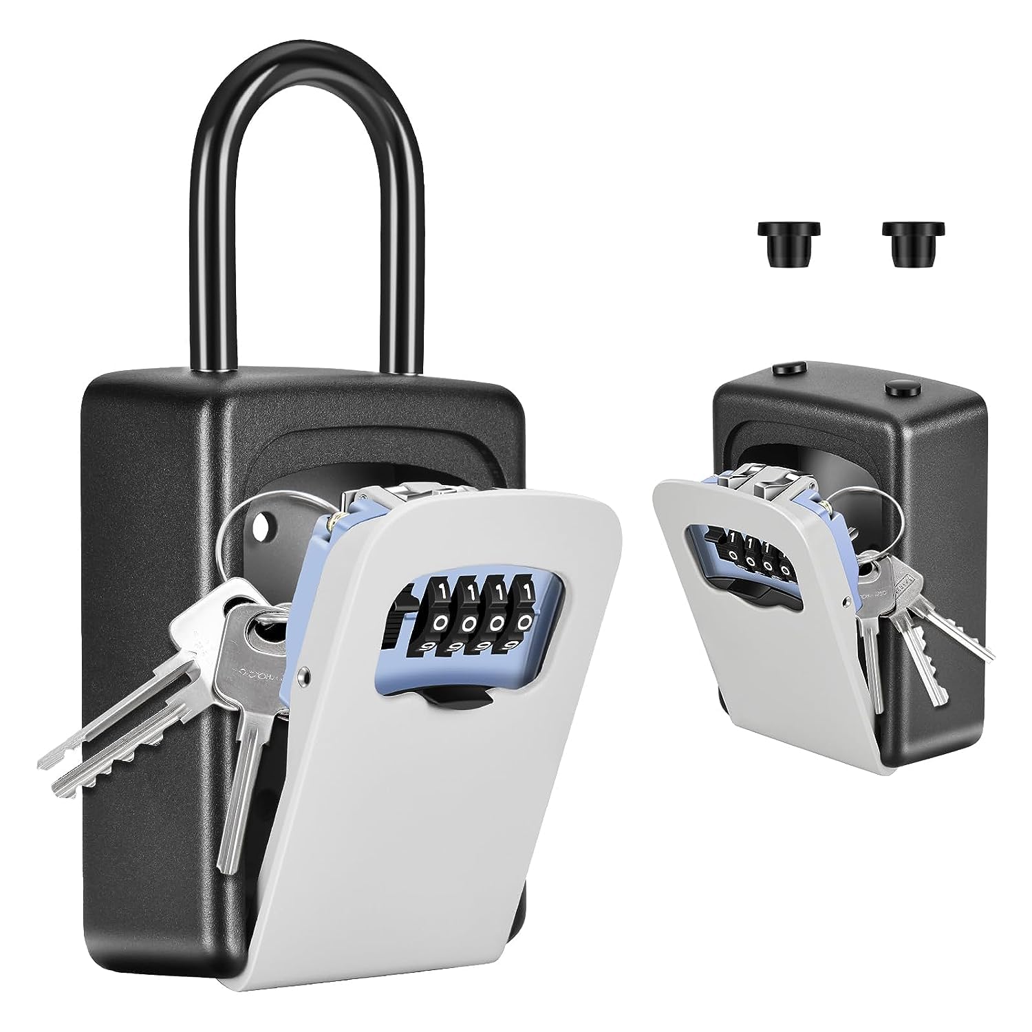 Sukee Key Lock Box Wall Mounted | 4 Digit Combination Lock Box for House Key | Weatherproof Safe Security Key Storage | Lock Box for Outside Keys (With Hanger)