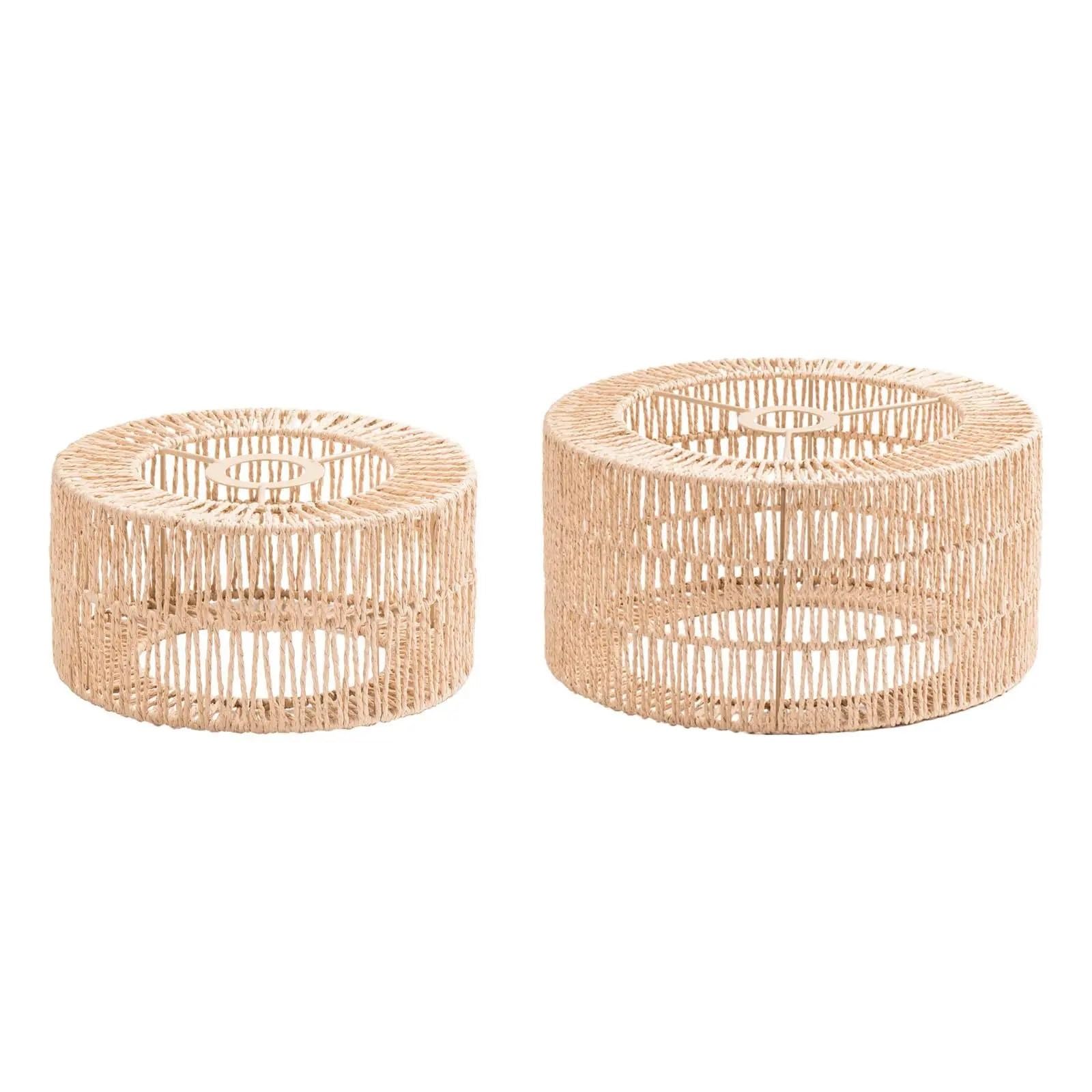 Cvevsfg One Color Paper Rope Lampshade Ceiling Light Shade Boho Chandelier Bulb Guard For Restaurant Living Room(15X30cm)