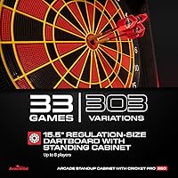 Vista 2 de Dianas electrónicas de pie Arachnid Cricket Pro 650 con 24 juegos, 132 variaciones y 6 dardos de punta suave incluidos