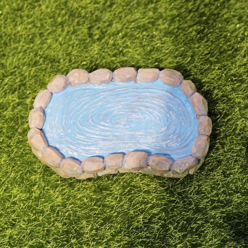 Image of Resin Miniature Pond with 2 Ducks, Garden Decor, Doll House Accessories, Miniature Garden Decoration Blue Pond