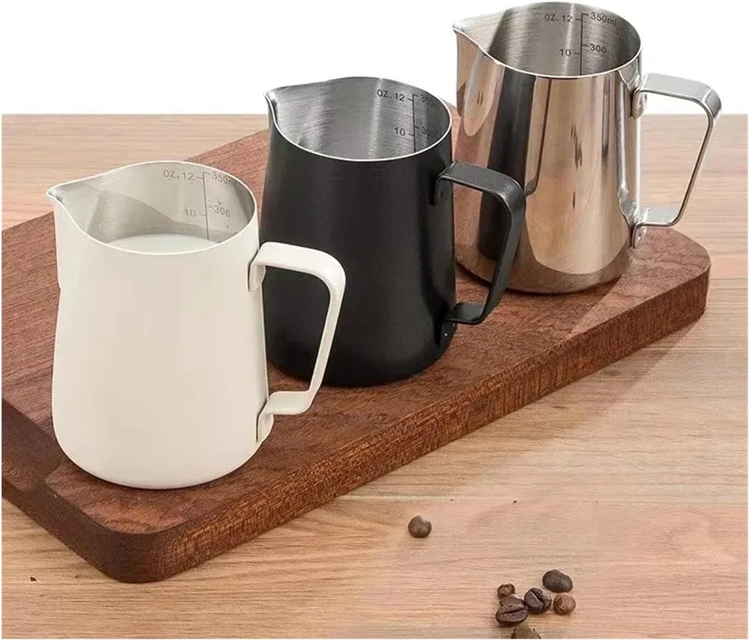 350/600ML 304 Stainless Steel Coffee Milk Frothing Pitcher JugPrecise Scale Latte Barista Professional CafeUtensil(Black 350ml)