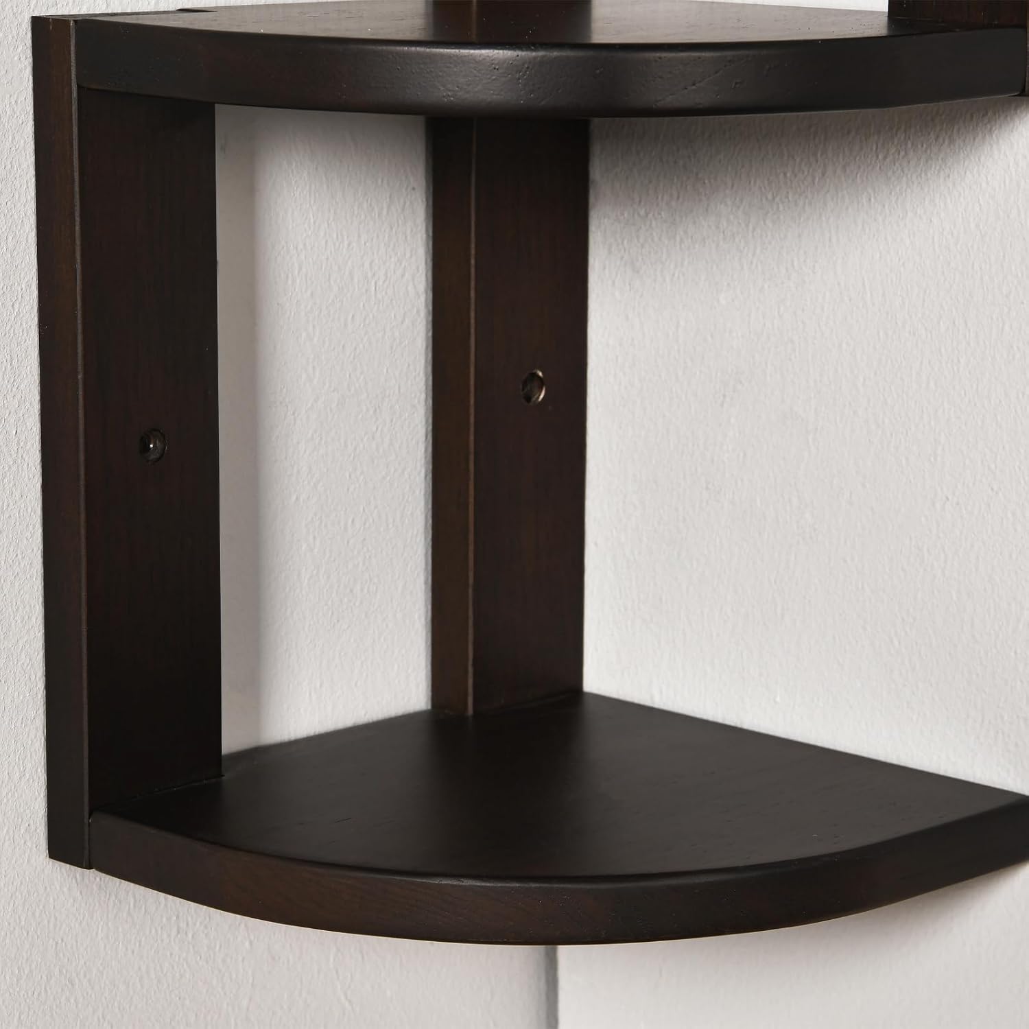 CONSDAN Corner Shelves, Solid Hickory Wood Corner Shelf Wall Mounted, 4 Tier Floating Corner Shelves for Wall, Wall Corner Shelf for Bedroom, Living Room, Bathroom, Kitchen, Dark Walnut