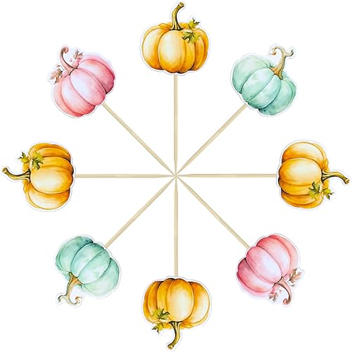 Miniatura 45 de 24 adornos de calabaza para cupcakes con purpurina para otoño, hojas, flores, calabaza, cupcakes, decoración de pasteles para Halloween, decoración