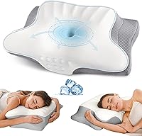 Vista 9 de Almohada cervical para el alivio del dolor de cuello - Almohada ergonómica para dormir, almohada para dormir de lado para adultos, almohada cervical