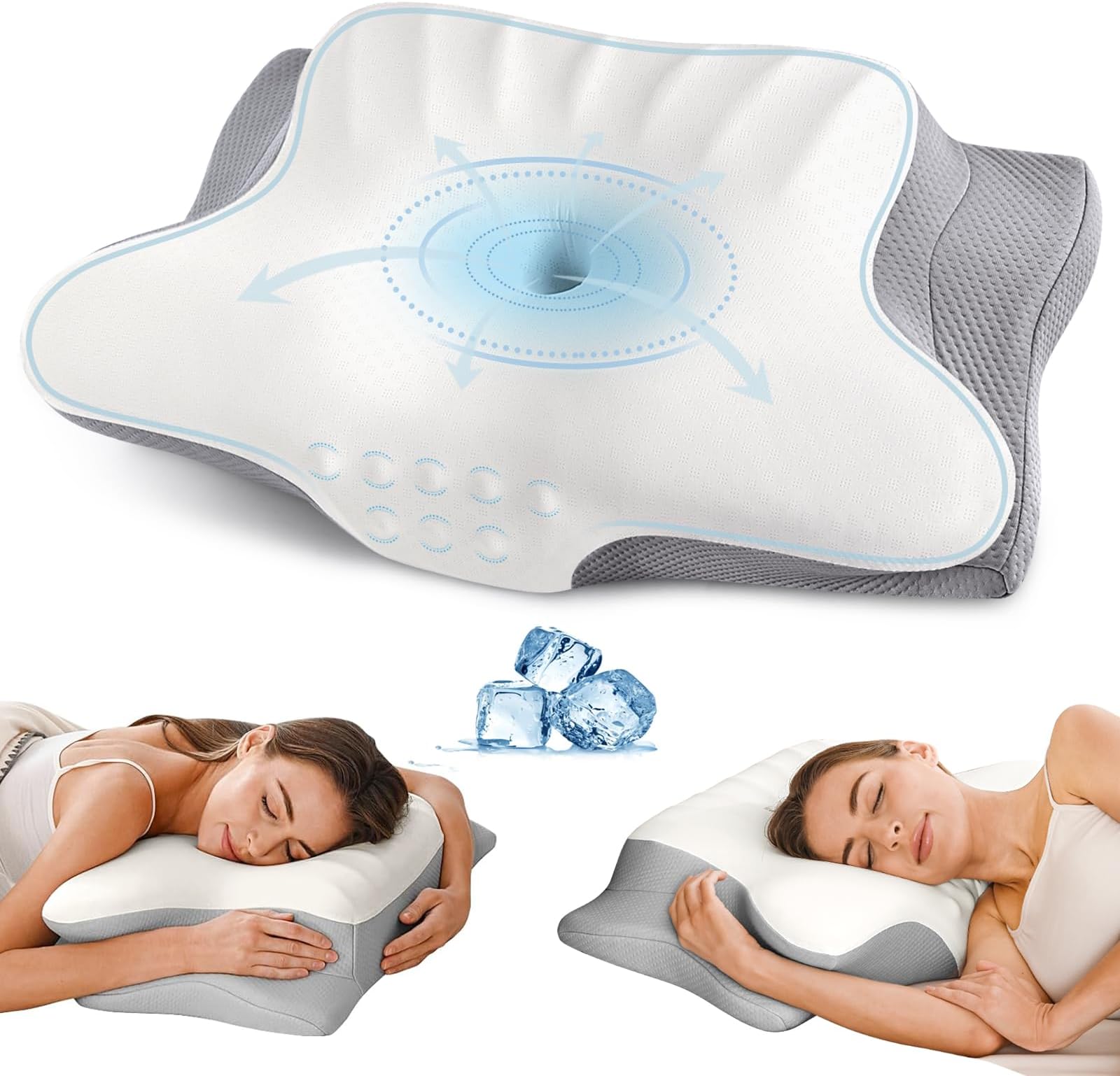 Cervical Neck Pillow for Pain Relief - Ergonomic Memory Foam Pillows for Sleeping, Cooling Side Sleeper Pillow for Neck Support, Contour Orthopedic Bed Pillow for Back Stomach Sleepers