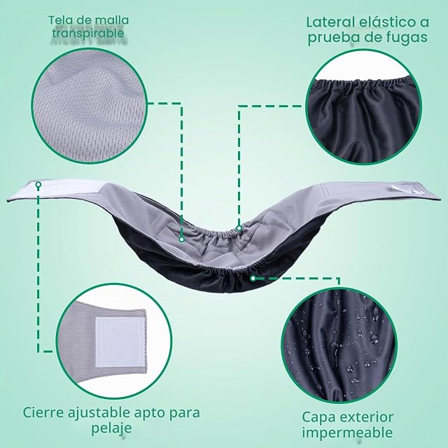 Foto 2 de 8 de Dono - Bandas reutilizables para el vientre para perros machos