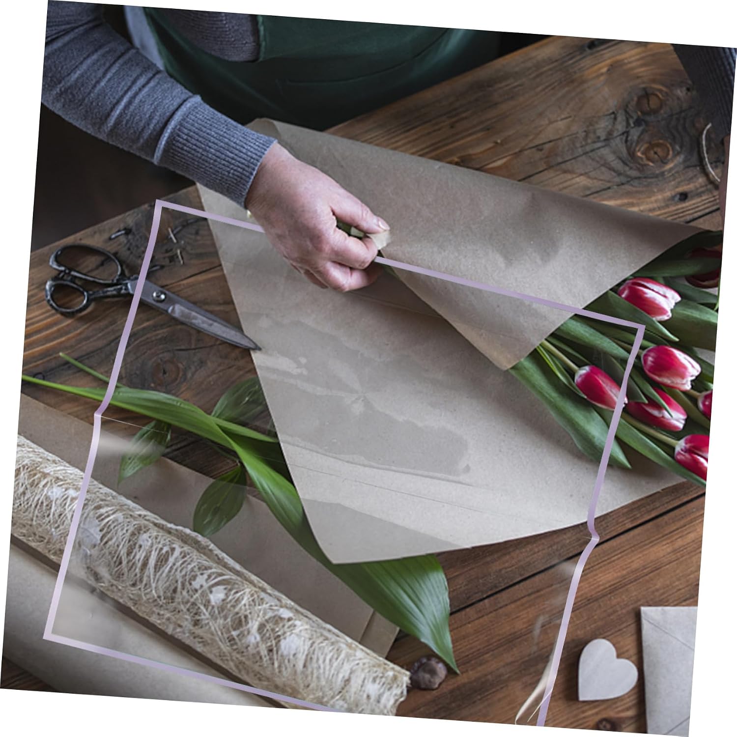 FOMIYES 20Sheets Clear Wrap Paper with Edges Floral Wrapping Paper for Packaging Bouquets and Crafts Versatile Decorative Supplies for Weddings and Parties