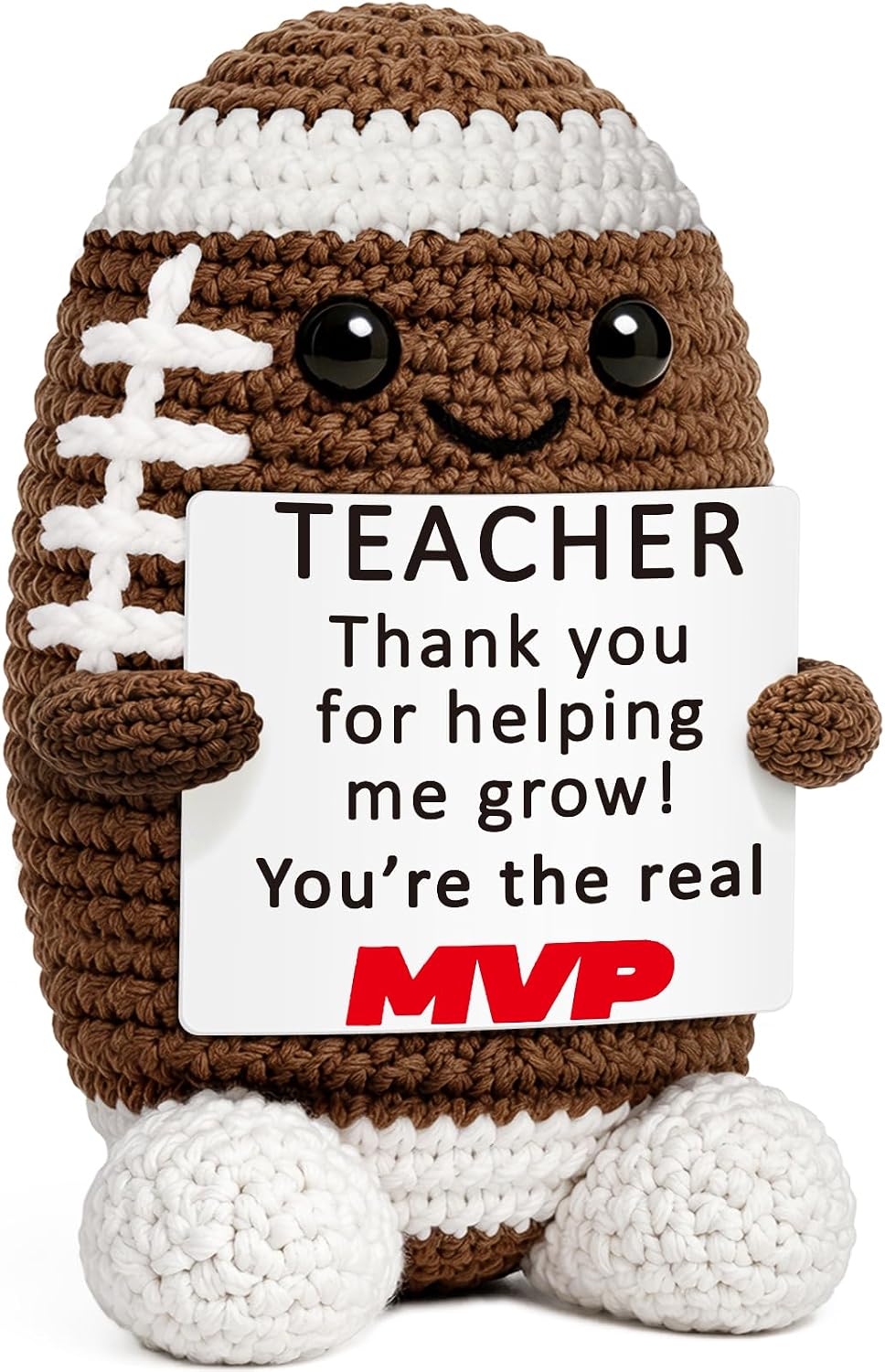 Teacher Appreciation Gifts for Men Thank You End of Year Back to School | Graduation Present for Teachers Retirement Christmas Gift for Man Women Mentor, Small Football Handmade Crochet