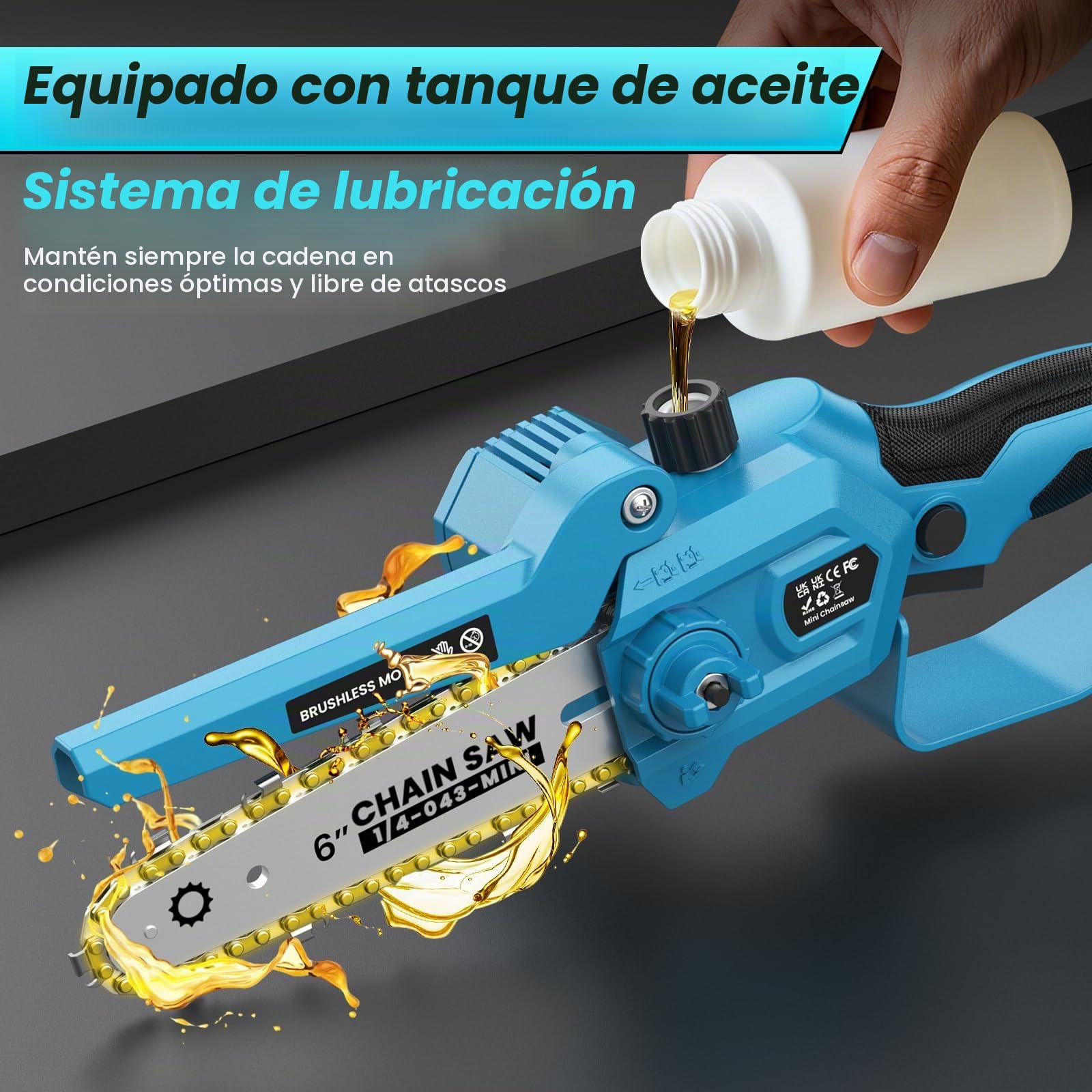 Motosierra Bateria, Motosierra Eléctrica, Con Motor Sin Escobillas De 1000w, 2 Baterías De 2000 Mah, Equipado Con Dispositivo De Repostaje Automático y Cadenas Dobles, Adecuada Para Huertos y Jardines
