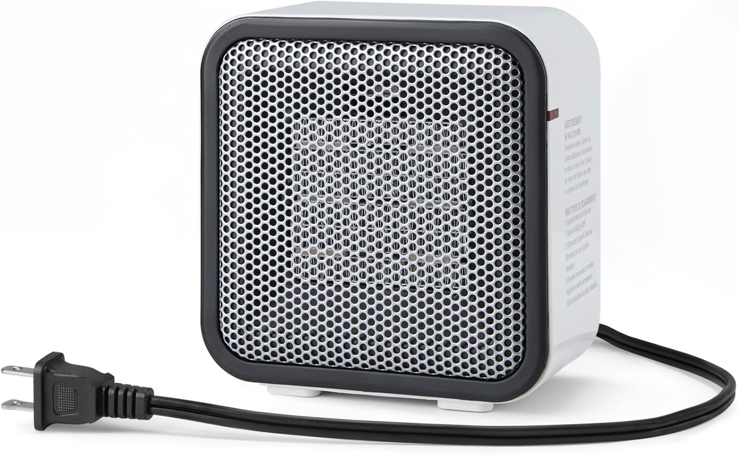 Amazon Basics Portable Mini Ceramic Space Heater, for Office Desk and Indoor Use, 500 W, With Tip-Over Protection, Lightweight (1.4 LBS), White, 5.9 x 3.2 x 6 inches