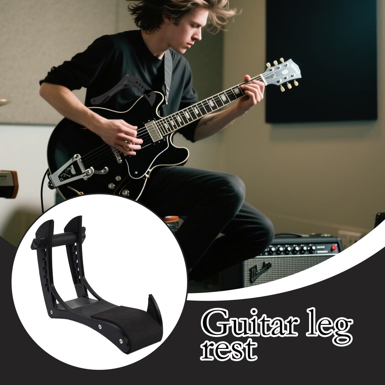 Reposapiés Para Guitarra - Soporte De Pierna Ajustable Para Guitarras Acústicas - Soporte Antirrayaduras Para Práctica de Guitarra Eléctrica, Acústica, Clásica y Bajo