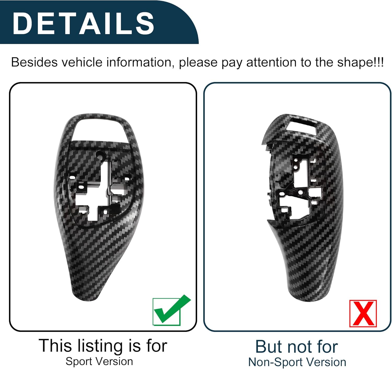 Gear Shift Knob Button Cover for BMW 1'F20 F21 Sport Version Waterproof Center Console Knob Trim Sticker Carbon Fiber Black Adhesive Backing 1 Set