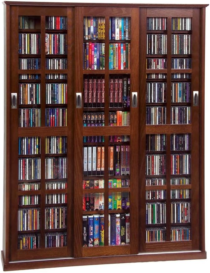 Leslie Dame 61" Triple CD DVD Wall Media Cabinet in Walnut