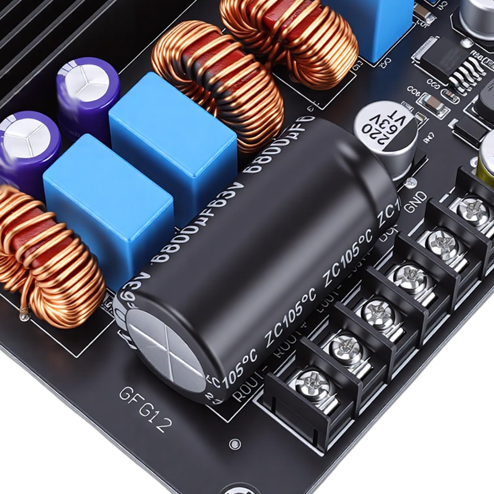 Yunseity Scheda Amplificatore TPA3255 Modulo Digitale Dual Core da 1200 W, Tecnologia MOSFET da 85 MR per Sistemi Home Theatre Che Supportano Altoparlanti da 2-16 Ohm e Uscita Stabile