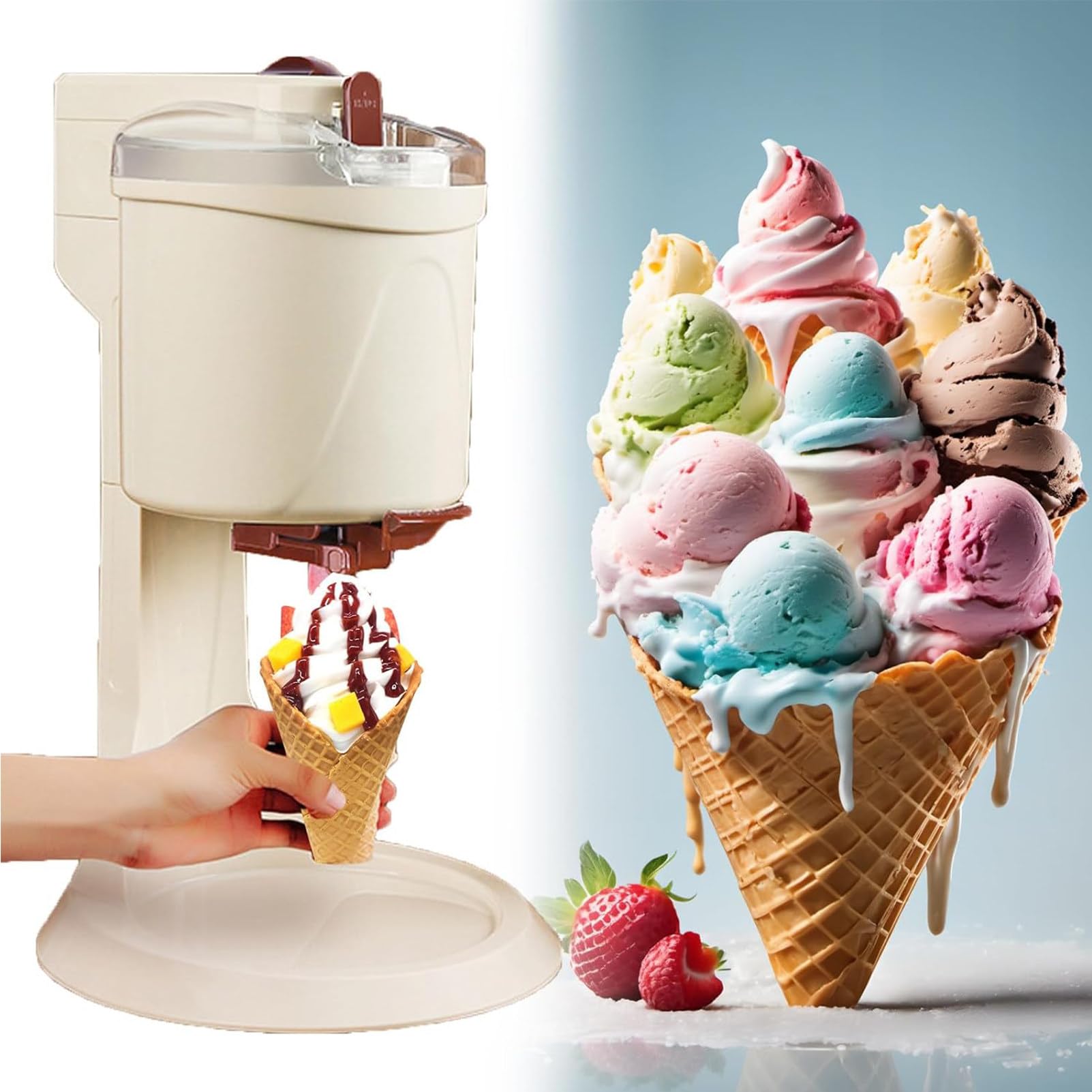 RayGenius Machine à CrèMe GlacéE De Grande Capacité (1l), Rapide, Facile à Nettoyer, Lisse, AdaptéE à La Fabrication De Toutes Sortes De Glaces.