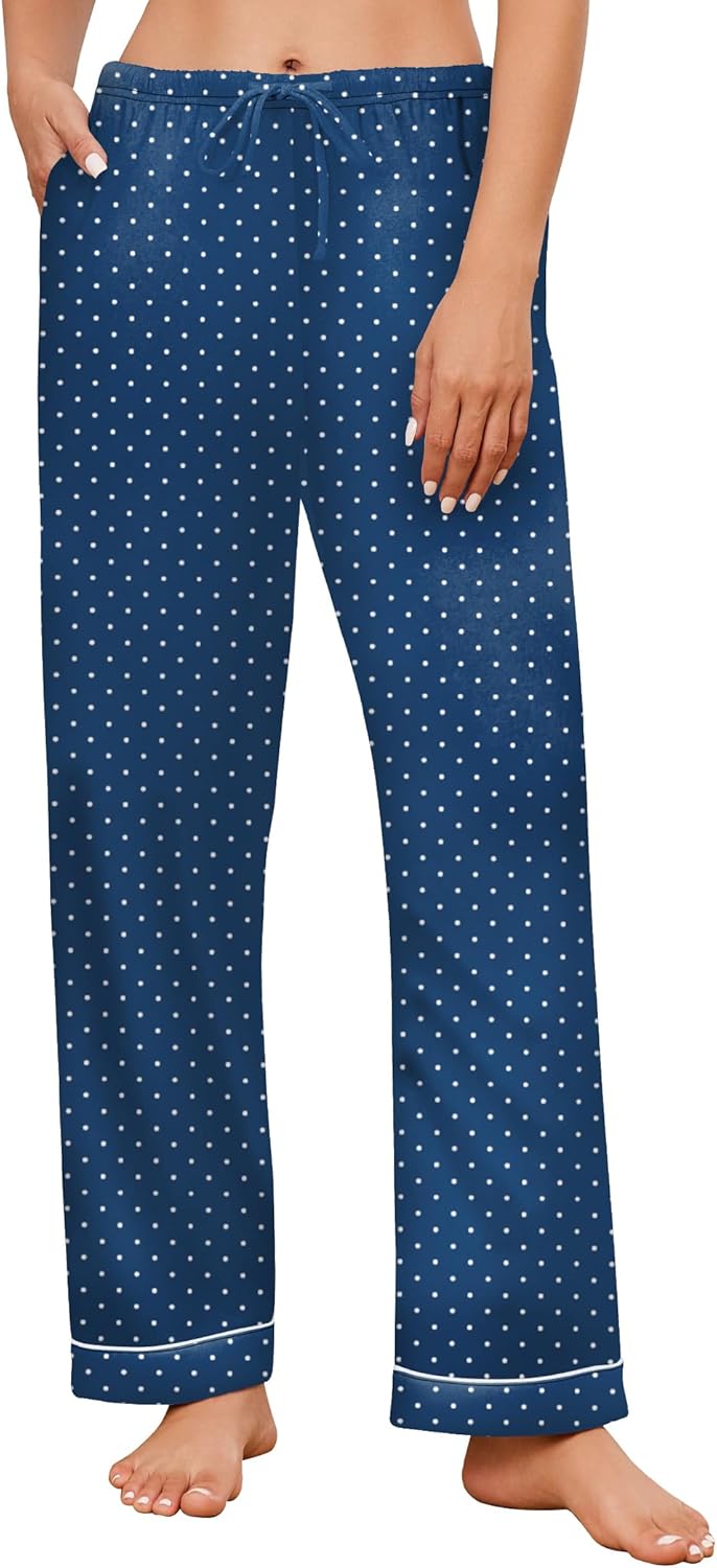 ELESOL Women's Winter Comfy Pajama Pants Long Drawstring Elastic Waistband Sleep Bottoms with Pockets