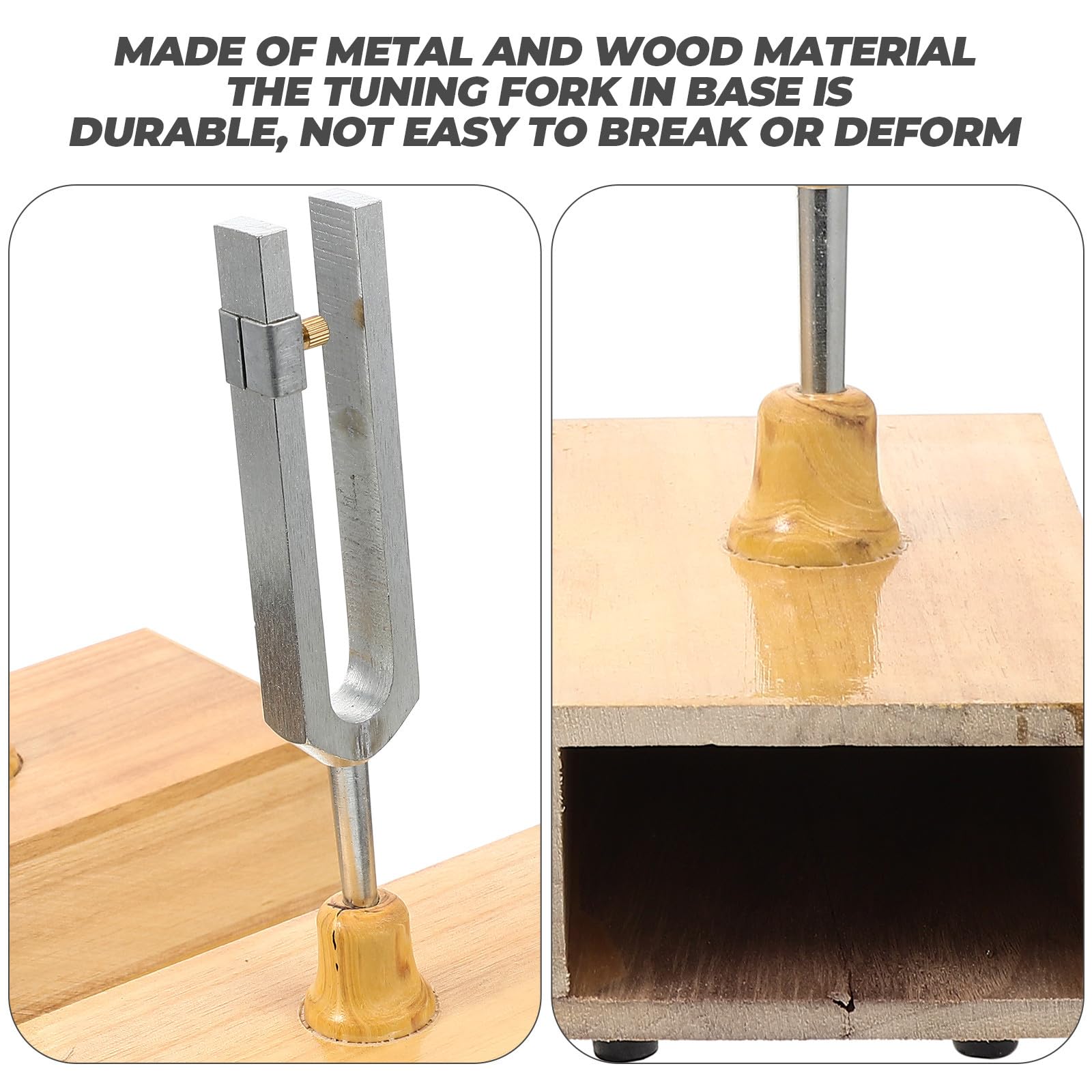 MAGICLULU Diapason en Métal Réglage Précis et Timbre Clair avec Marteau et Base en Bois 440hz Instrument pour Expérience Acoustique Physique pour L'enseignement Scientifique