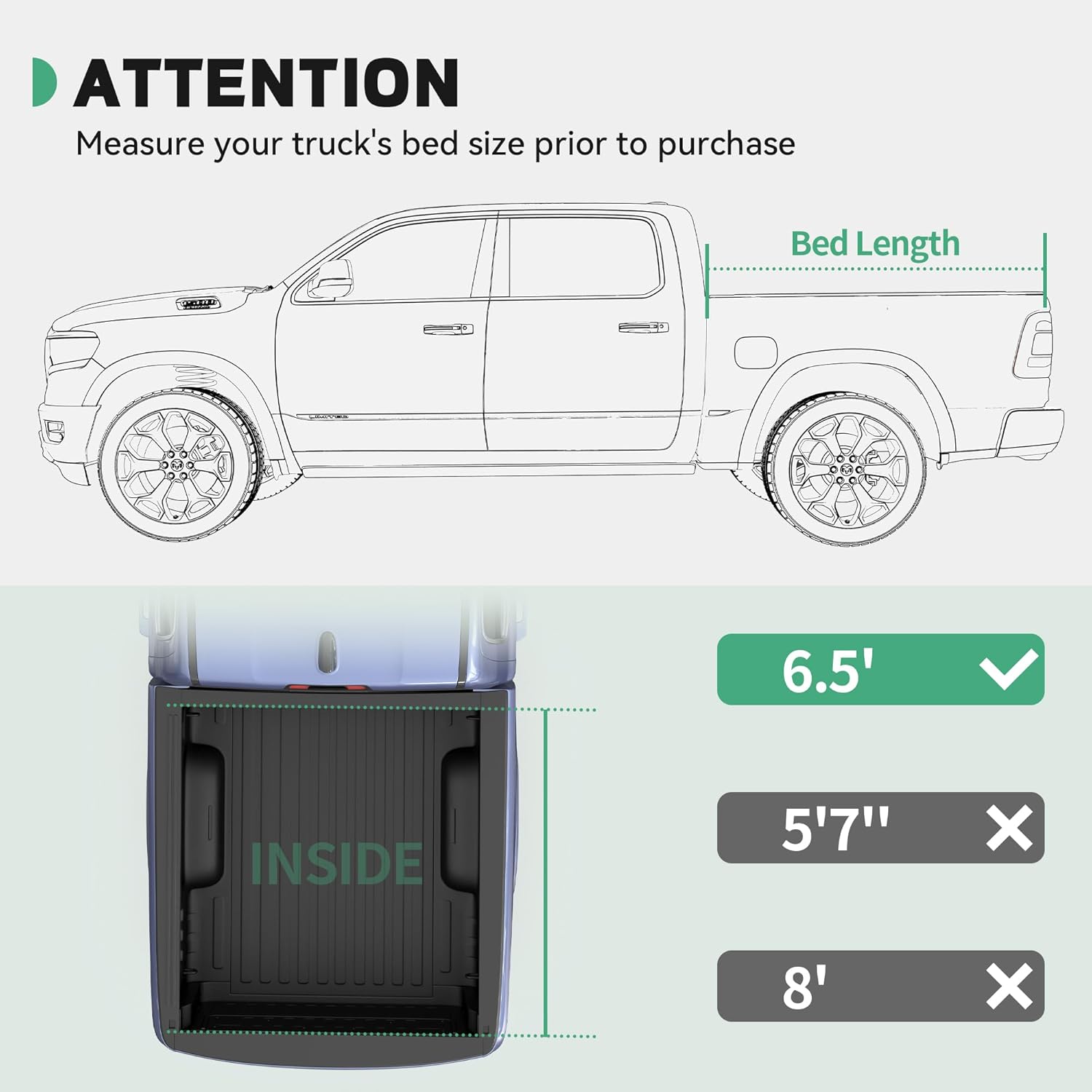 Soft Quad-fold Tonneau Cover Fit for Ford F-150 F150 2009-2014, Fleetside 6.5 Ft Bed