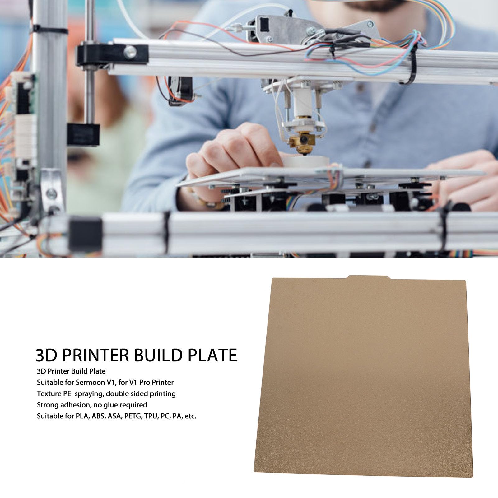 Generic Juego de Placas de Construcción de Alta Adherencia Mate de Hoja PEI de Doble Cara para Impresora 3D para CR 10 S5 510 X 510 Mm