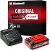 Orijinal Einhell 4 Ah PLUS Power X-Change Başlangıç Seti 1x 18V 4 Ah akü, 1 x 3A şarj cihazı, 75 dakika şarj süresi, tüm Power X-Change cihazları için uygundur