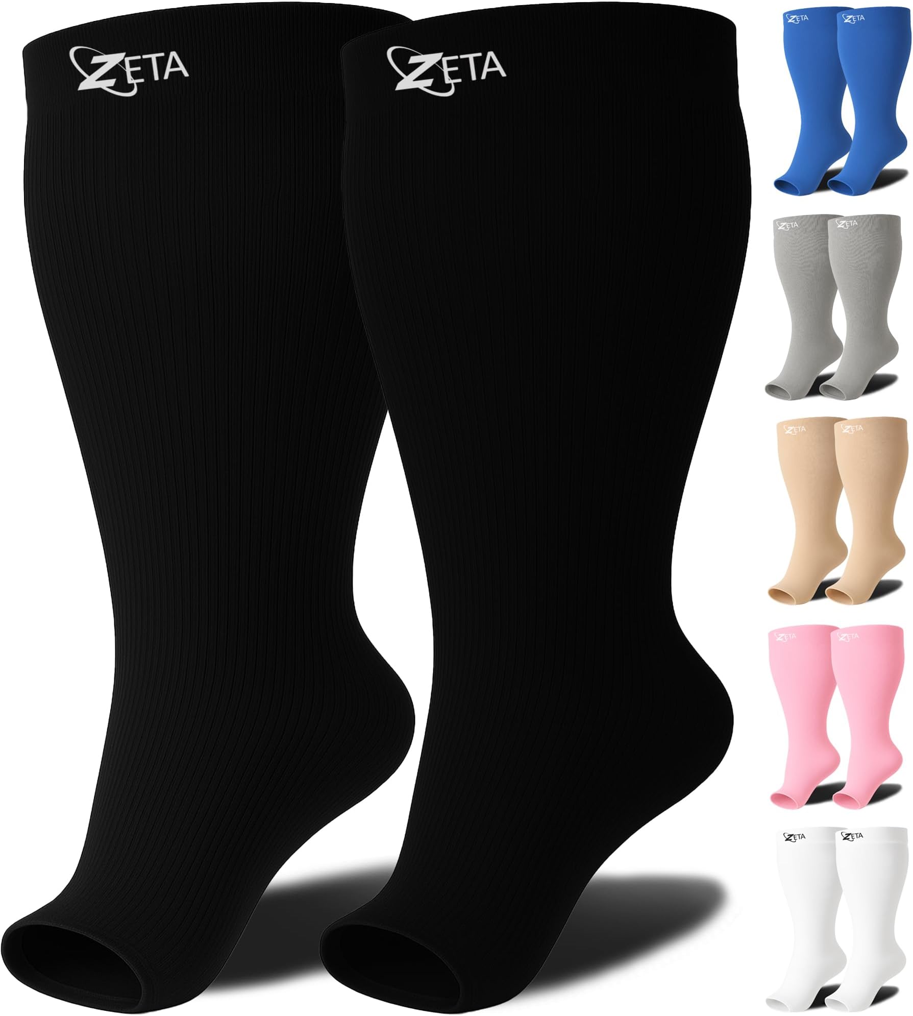 Zeta Wear Plus Size Open Toe Compression Socks